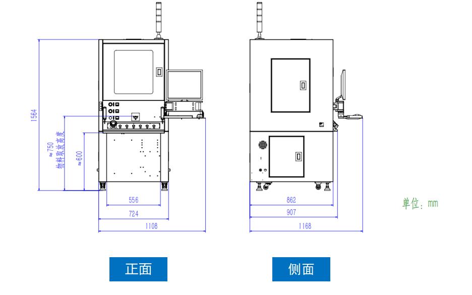 GJ331柜式點(diǎn)膠機(jī)外形尺寸圖